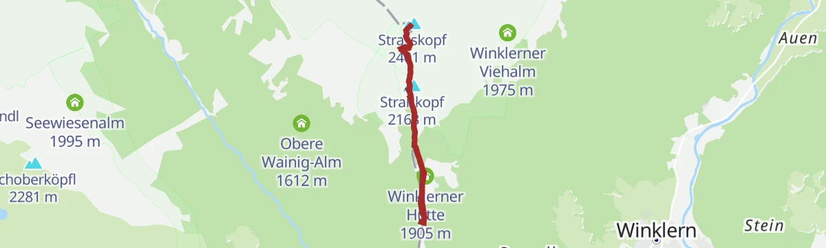 Route map: Von der Roaneralm zum Strasskopf 2.401 m